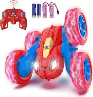 Spider Remote Control Cars for 3 4 5 6 7 Year Old Boys Double Sided 4WD Off-Road, 360° Rotating RC Stunt Car 2.4GHz Rechargeable Toys for Ages 6-12 Boys and Girls Birthday Xmas Gift