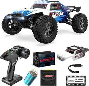 BEZGAR HM124 Brushless RC Car - 1:12 Scale 52+KM/H High Speed RC Truck, 4x4 Offroad Waterproof for All Terrains, Hobby Grade Remote Control Truck for Adults and Kids Boys with Rechargeable Battery