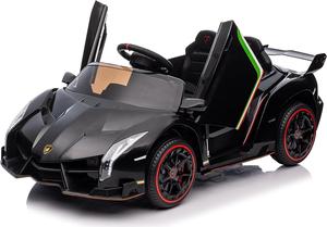Winado 12V Ride on Car, Electric Vehicle Licensed Lamborghini Veneno for Kids, Battery Powered Car Toy w/Parent Control, Hydraulic Doors, 3 Speeds, LED Headlights, Horn, Engine Sounds - Black