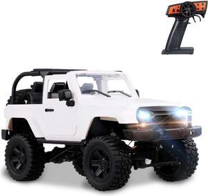 GoolRC F2 RC Car, 1/14 Scale 2.4GHz Remote Control Car, 4WD 30km/h High Speed Racing Car, All Terrains Off Road RC Monster Vehicle Truck Crawler with LED Light for Kids and Adults (White Convertible)