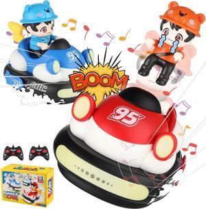 2Pcs Remote Control Cars Toys Rechargeable RC Speed Bumper Cars Mini Remote Controlled Ejector Vehicles Birthday Toy Gifts for Toddler Child Teen