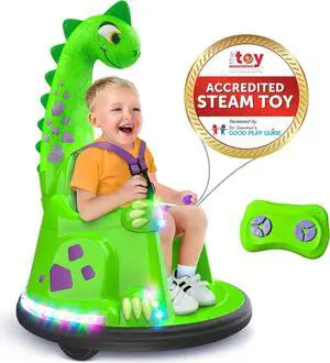 Bumper Car for Kids, 12V Electric Ride on Toy with Remote Control, LED Lights & Music for Toddlers 1-3, Birthday Gift Ages 1 2 3 4 5 Years Old Boys & Girl, Baby & Children 3-6, Kids Dinosaur Toys