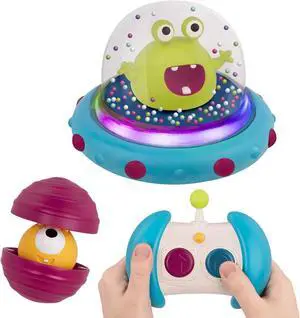 B. toys- Vehicle Bumper Space Car-Light-Up- Simple Remote Control Car for Toddlers with Alien Driver- Marky Mars- 12 months +