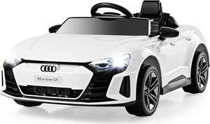 INFANS 12V Kids Ride On Car, Licensed Audi RS e-tron GT Electric Vehicle with Remote Control, Toddlers Battery Powered Toy with 4 Wheels Suspension, LED Headlight, Music, MP3, USB, TF Port (White)