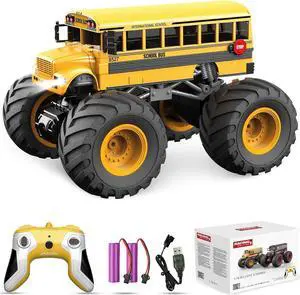 Remote Control Car, RC Fire Truck for Kids, RC Monster Truck Toy 2.4GHz 1:18 Scale Model Vehicle with LED Lights Sounds Racing Sport Toy Car for Adults Boys Girls Kids Gift 2Pcs Batteries