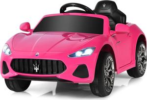 HONEY JOY Pink Ride On Car, Licensed Maserati 12V Battery Powered Electric Car for Kids with Parent Remote Control, Lights, Horn, Music, 4-Wheel Ride on Toys for Toddlers, Gift for Boys Girls (Pink)
