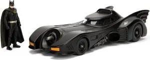 Jada Toys Batman1989 Batmobile With 2.75" Batman Metals Diecast Vehicle With Figure, Black