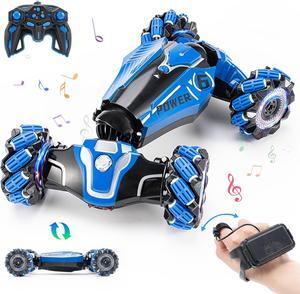 RC Stunt Car, 2.4 GHz 4WD Drive Remote Controlled Gesture Sensor Toy Car, Hand Remote Control car with 360° Flipping Light and Music, Toys for