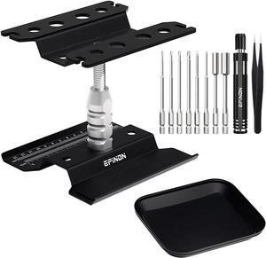 RC Car Stand RC Work Stand RC Car Repair Work Stand with RC Screwdriver Kit Screws Pallet for 1/8 1/10 1/12 1/16 1/18 RC Car Truck Crawler (Black)