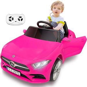 12v Battery Kids Ride on Electric Vehicles Cars Power Wheel Toy Mini Car for Age 1-6 Toddler Baby to Drive with Steering Remote Control Mercedes Benz Kid Car for Boys Girls (Pink)