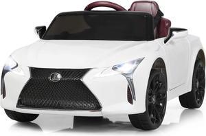 Costzon Ride on Car, Licensed Lexus LC500, 12V Battery Powered Car w/Remote Control, 3 Speed, LED Lights, Horn, MP3&USB, Slow Start, Spring Suspension, Electric Vehicle for Boys& Girls (White)