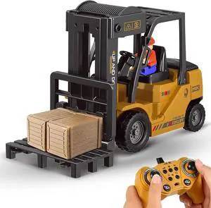 Remote Control Forklift,11 Channel Electric Rc Forklift Construction Toys,w/Boxes/Sound and Light Spray, Two Rechargeable Batteries & Charger, Engineering Car Toy Boy Gift