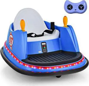 HONEY JOY 12V Toddler Bumper Car, Battery Powered Baby Ride on Bumper Car, Dual Joysticks, Flashing LED Light & 360 Degree Spin, Electric Vehicle Ride on Toys w/Remote Control, Gift for Boys Girls