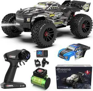 RIAARIO 1:14 Brushless RC Cars for Adults - Max 45MPH RC Trucks -All Terrain Monster Truck - Off-Road RC Trucks - High Speed RC Car 4WD Remote Control Car with 2S Lipo Batteries for Adult