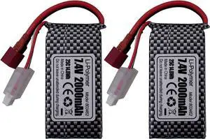 Accessory 2PCS 7.4V 2000mAh T-Plug Lithium Battery for 9200 HB101 9200E 200E 9202E 9203E 9204E 9205E 9206E 2995 YC300 HM101 25-DJ02 9125 S920 WLtoys RC Car Remote Control Boat