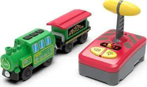 Battery Operated Locomotive Train Set for Wooden Train Track Electric Remote Control Magnetic Train Vehicles Toy Powerful Engine Light Train Cars Toy Sets for Kids Toddler Gift