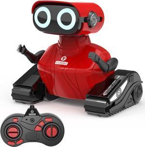 GILOBABY Robot Toys, Remote Control Robot Toy, RC Robots for Kids with LED Eyes, Flexible Head & Arms, Dance Moves and Music, Birthday Gifts for Girls Ages 3+ Years (Red)