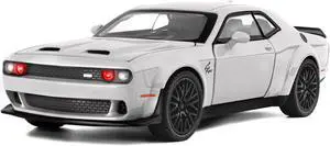 Hellcat Toy Model Car for Kids 1: 32 Scale Dodge Challenger Die cast Metel Toy Cars for Pull Back Model Car Hellcat with Sound and Light Hellcat Car Toy Birthday Gifts for 3+ Year Old Boys and Kids