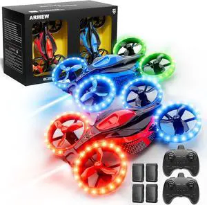 Drones for Kids, 3in1 Battle Drone with LED Lights, 3D Flip, Circle Fly, Altitude Hold, Remote Control Car Functions, Mini Drone for Boys Girls 4-8 6-12 Christmas and Birthday Gifts