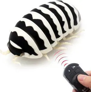 Tipmant RC Bug Remote Control Worm Realistic Pillbug Electronic Animal Prank Toy Insect Car Vehicle Kids Birthday Gifts (Black & White)