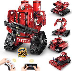STEM Robot Toys for Kids Ages 8-14, 5-in-1 Remote Control and APP Programmable Robot Toys - 495 Pcs DIY Building Science Educational Kit, Building Block Birthday Present for Teen Boys Girls