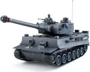 Rc Tanks,1:28 WW2 German Tiger Army Tank Toys for Boys,9 Channels Remote Control Vehicles with Sound and Light,RC Military Toys for Kids Boys Girls(Gray)