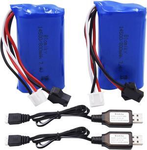thumbnail image 2 of 2-Pack 4.8V 800mAh RC Toy Car Batteries With USB Charging Cables - SM2P Plug 2 of 12