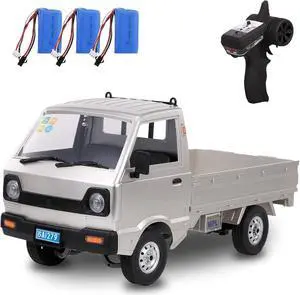 GoolRC WPL D12 RC Car, 1/10 Scale 2.4Ghz Remote Control Car, Simulation Drift Truck with Brushed Motor, LED Headlights, Middle Engine Rear Drive RTR Toys Car for Adults Kids Boys, Included 3 Batteries
