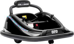 Aosom 12V Toddler Bumper Car with Remote Control, 360° Rotation Kids Electric Ride-On Toy, Twins Motor, Colorful LED Lights, 3 Songs, for Boys and Girls, Black