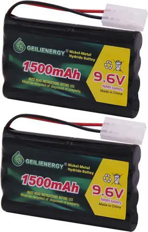 2 Pack 9.6V 1500mAh NI-MH Rechargeable Battery Pack Tamiya Plug for RC Car Boats Robots