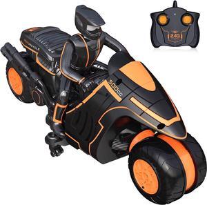 Remote Control Motorcycles, 360° Spinning Action Rotating Drift Stunt Motorbike 2WD High Speed Rc Motorbikes 2.4Ghz Radio Control Motorcyle with Riding Figure Toys for Kids Boys