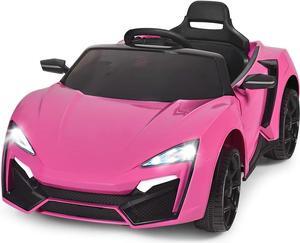 Costzon Ride on Car, 12V Battery Powered Electric Vehicle w/Manual & Remote Control Modes, LED Lights, Horn, Music, MP3, USB, TF, 3 Speeds, Spring Suspension, Ride on Toy for Boys & Girls (Pink)