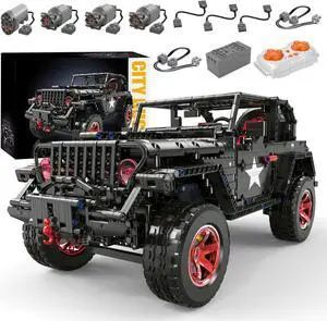 RC Off-Road SUV Wrangler Black Warrior Building Kits, 1/8 Scale Pickup Truck Car with Remote Control Lights, Challenge Building Blocks Gift for Technical Enthusiasts Adults & Teens Age 14+ (2272PCS)