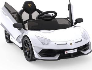 Hetoy Ride on Car for Kids 12V Licensed Lamborghini Electric Vehicles Battery Powered Sports Car with Control, 2 Speeds, Sound System, LED Headlights and Hydraulic Doors