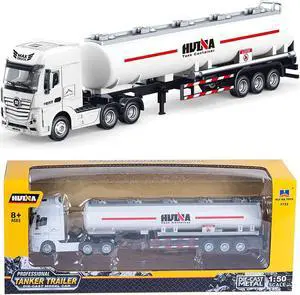 Gemini&Genius Oil Tanker Trailer Toy, Heavy Duty Realistic Look Alloy Hauler Car Toys Vehicle, 1:50 Scale Diecast Tanker Truck, Toy Trucks for Kids (Detachable)