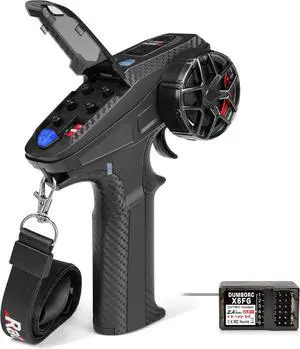 DUMBORC X6PM-350 2.4GHz 6CH Mini RC Radio Transmitter with X6FG Gyro Receiver with Low Voltage Alarm & Fail-Safe Function Mixed Mode for RC Vehicle Car Boat Tank Model Parts Portable Remote Controller