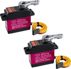 2Pack 25kg High Torque RC Servo Full Metal Gear Waterproof Steering Servo Motor Compatible with 1/6, 1/8, 1/10, 1/12 RC Car(Control Angle 270°)