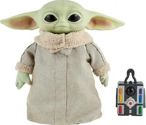 Mattel Star Wars The Mandalorian Grogu RC 12-inch Plush Toy, Real Moves Soft Body Doll with Remote-Controlled Motion & Sounds