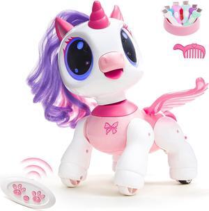 SGILE Unicorn Toy for Girls Robot Pet for Kids Age 3 4 5 6 7 8 Years with Music Dance Walk and Interactive Gesture Sense Program Treats, Preschool STEM Learning Remote Control Toy for Toddler Pink