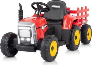 JOYMOR Ride on Tractor with Remote Control, 25W Motors Electric Tractor with Trailer for Toddler, 12V Battery Powered Ride on car Toy for Boys and Girls