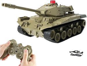 RC Tank Military Truck Vehicles RC Car 2.4Ghz Radio Controlled Military Battle Tank Toy 270°Rotational Realistic Sounds Electronics Hobby Toys for Kids Boys (Green)