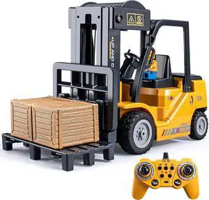 2.4Ghz Remote Control Forklift Toys,RC Forklift Truck with Spray, Cool Lights,Sound,1/24 Scale 11 Channel Rechargeable Forklift Truck Gift for Kids