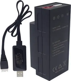 1PCS 11.1V 1050mAh 3S Upgrade Lithium Battery & 1PCS USB Charging Cable for MJX H16 H16P H16E H16H H16DR H16SC H16BM HB17 H16GT HP161 JC16EP RCM029 H07 H17 HB17 Remote Control Car