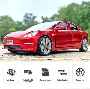 Diecast Toy Car Model 3 Car Model,Zinc Alloy Simulation Casting car Model Pull Back Vehicles,1:32 Scale Mini Vehicles Toys with Lights and Music for Toddlers Kids Children Birthday Gift (Red)