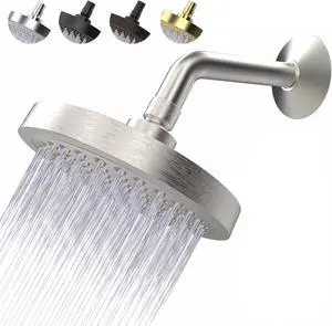 High Pressure Shower Head - Anti-Clogging Silicone Nozzles - 2.5 GPM Removable Restrictor - Easy to Clean Adjustable Replacement - easy to install with Plumbers Tape - 6 inch - Brushed Nickel Finish