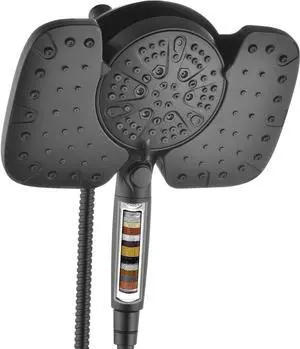 Black Shower Heads with Handheld Spray Combo 2.5GPM: 10 Rainfall Shower Head & Detachable Shower Head, 10 Spray Settings Handheld Shower Head with ON/OFF Switch and 15-Stage Filter
