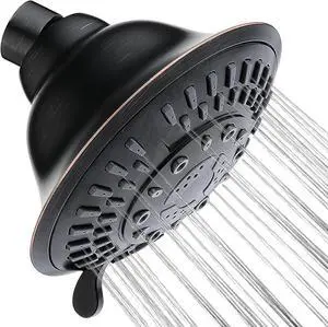 BRIGHT SHOWERS Shower Head High Pressure Rain Showerhead 5 Spray Setting Fixed Shower head Angle Adjustable Bathroom Showerhead, Oil Rubbed Bronze