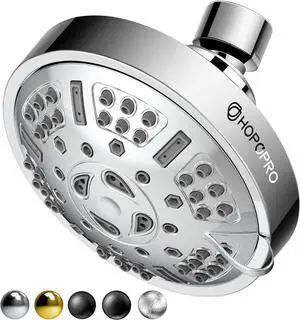 HOPOPRO Upgraded 9 Settings High Pressure Shower Head, NBC News Recommended Brand Fixed Showerhead Adjustable Bathroom Showerhead Multi-functional Rainfall Showerhead for Low Water Flow (Chrome)