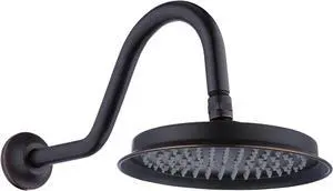 Rain Shower Head,9" Vintage Shower Heads with Extension Curved Shower Arm, Traditional Round Rainfall Showerhead Replacement for Shower System (Oil Rubbed Bronze)