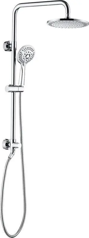 BRIGHT SHOWERS Rain Shower Heads System Including 9 Inch Rainfall Shower Head and Handheld Shower Head with Height Adjustable Holder, Solid Brass Rail and 60 Inch Long Stainless Steel Shower Hose